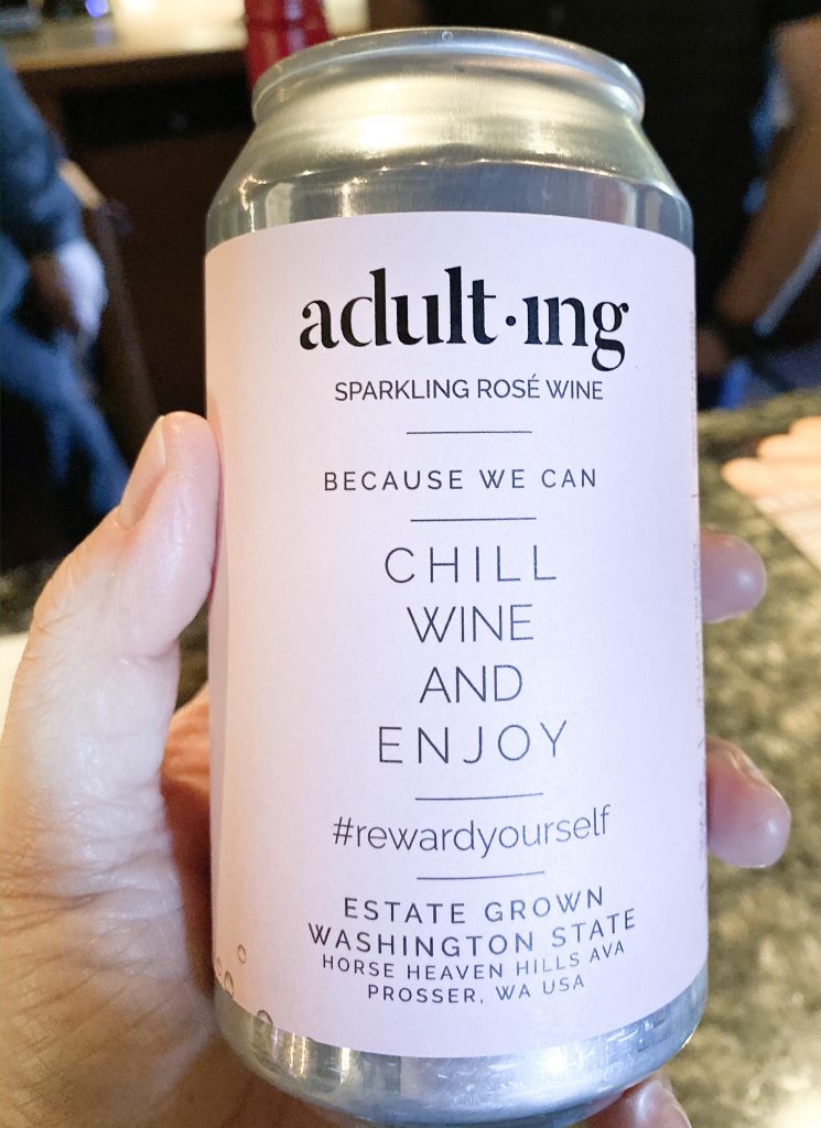 Adulting sparkling rosé in a can from Alexandria Nicole Cellars