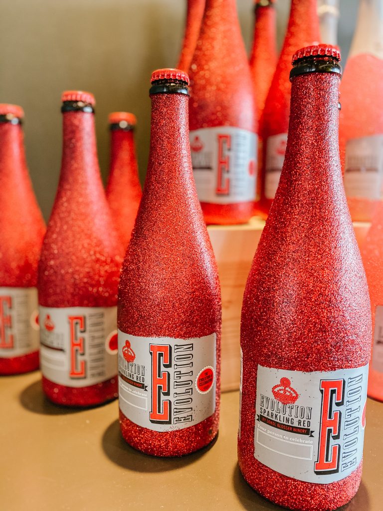 Sokol Blosser Sparkling Red in glitter bottle