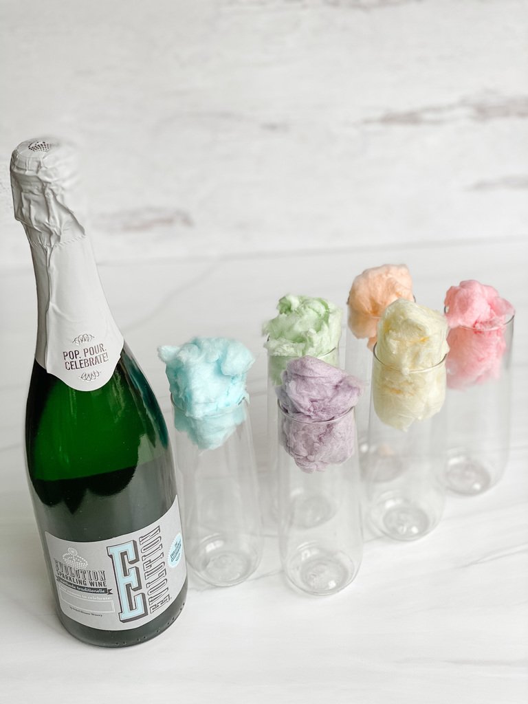 Cotton Candy Champagne Cocktails with Evolve Extra Brut