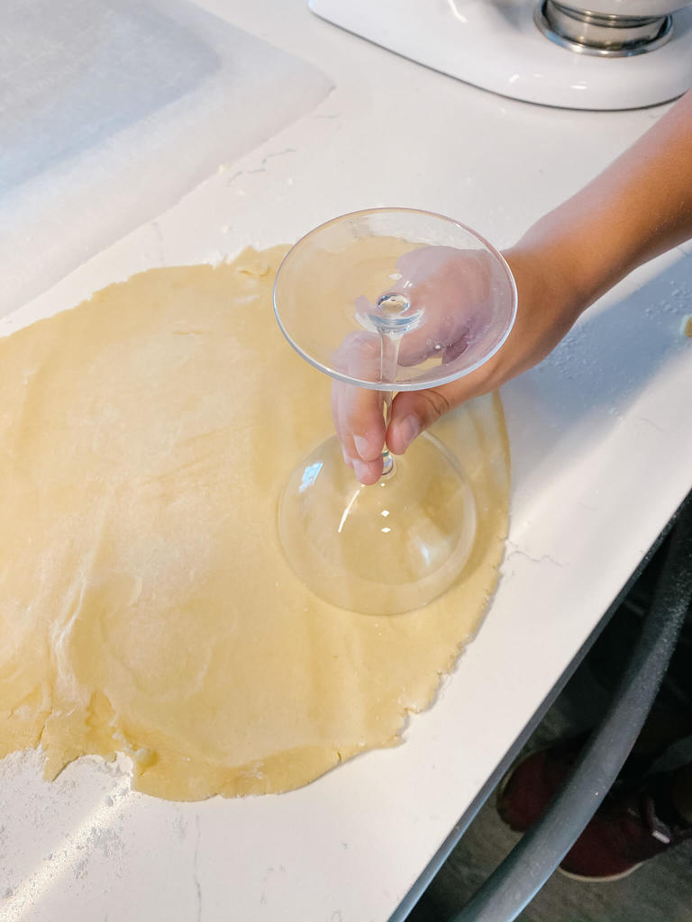 The best sugar cookie recipe using a champagne coupe as a cookie cutter