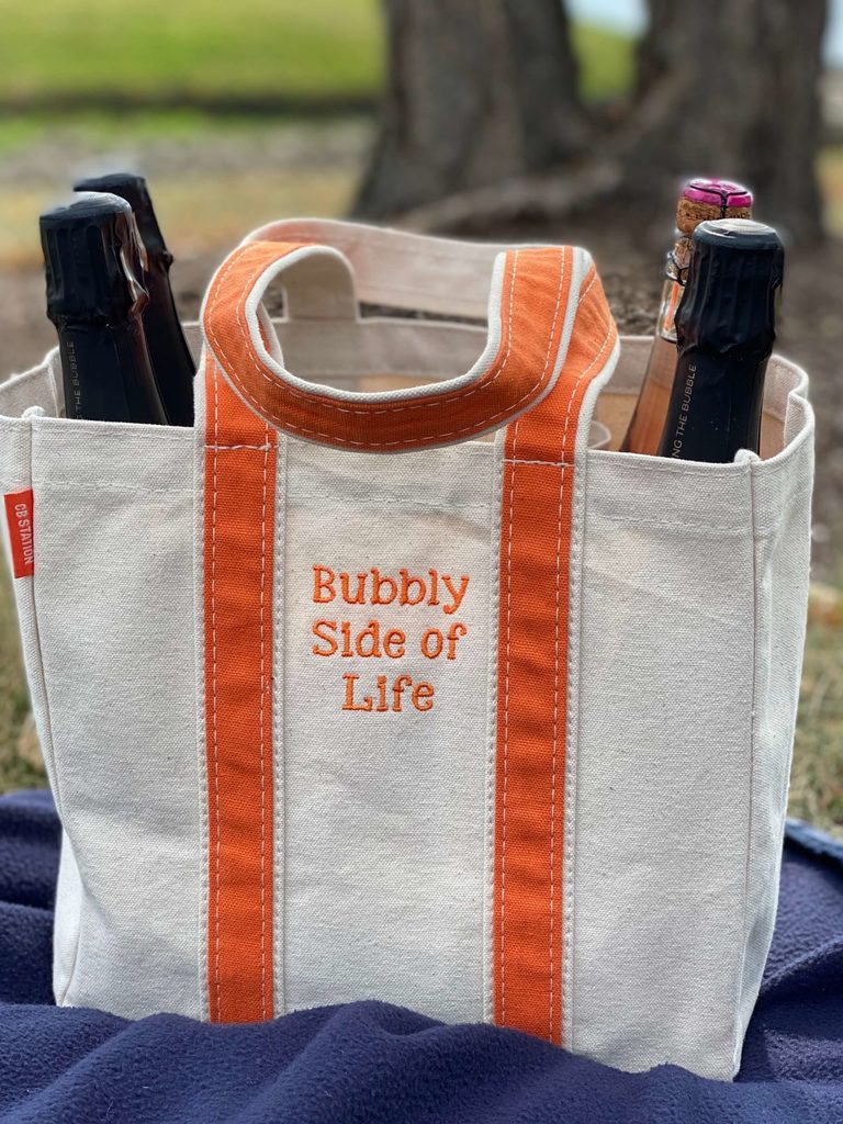 Bubbly wine tote bought from Etsy