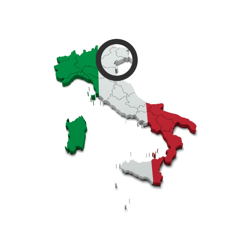 The regions in Italy where  Prosecco DOC is made.