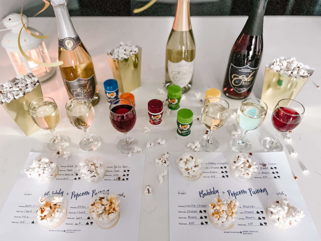 Bubbly pairing mats with popcorn.