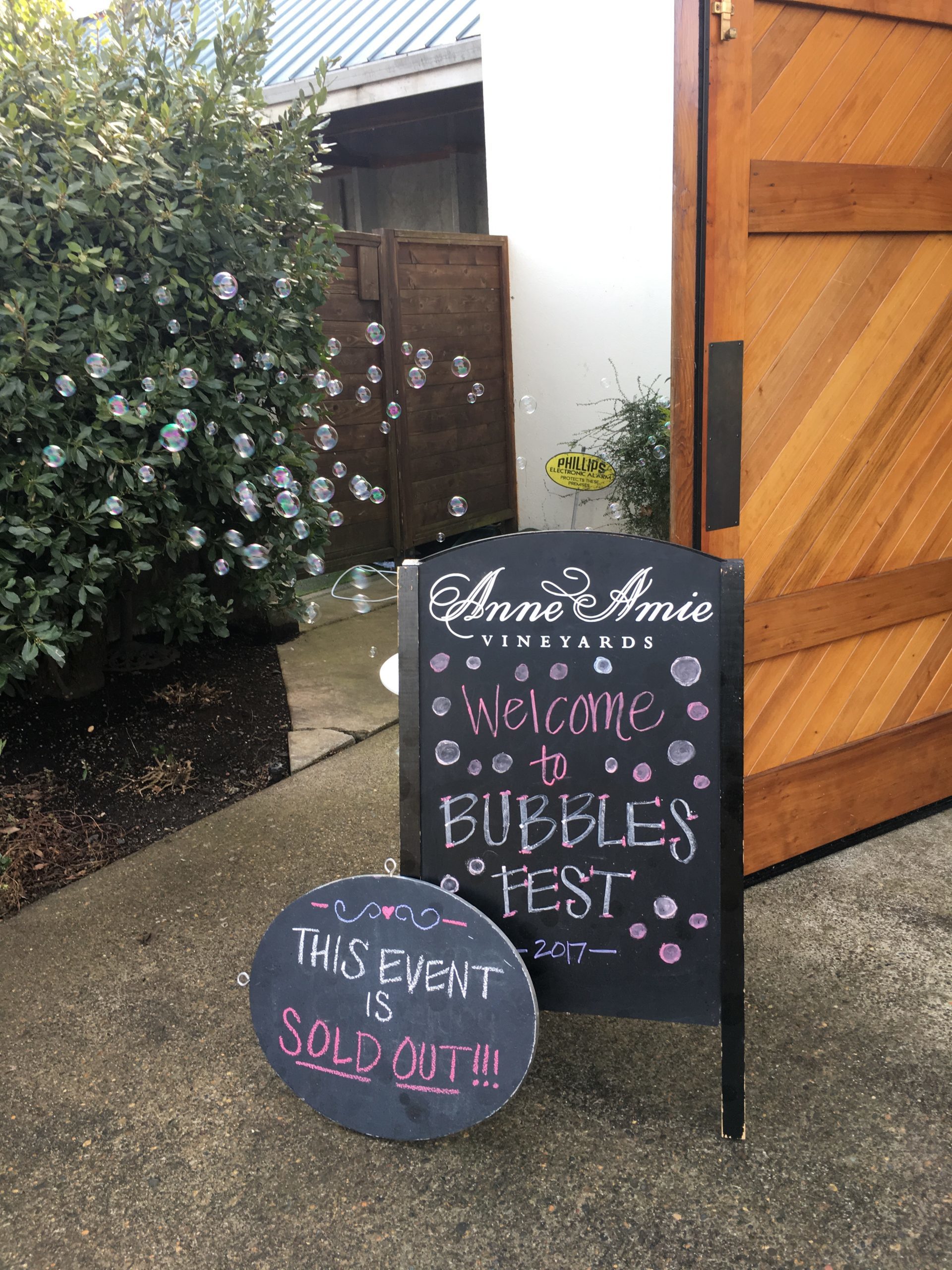 Anne Amie Vineyards Bubbles Fest 2017 Chalk board sign. The start of Bubbly Side of Life