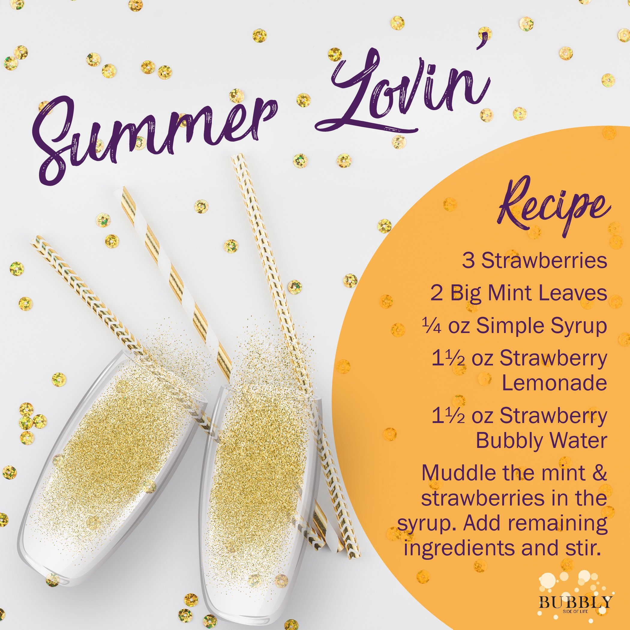 Summer Lovin' Strawberry Mocktail Recipe card