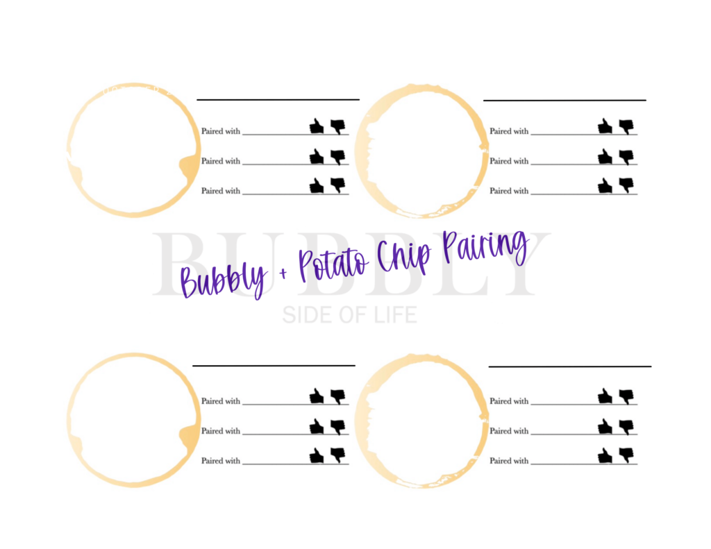 Download your own Bubbly + Potato chip pairing mat to create a true interactive experience. 