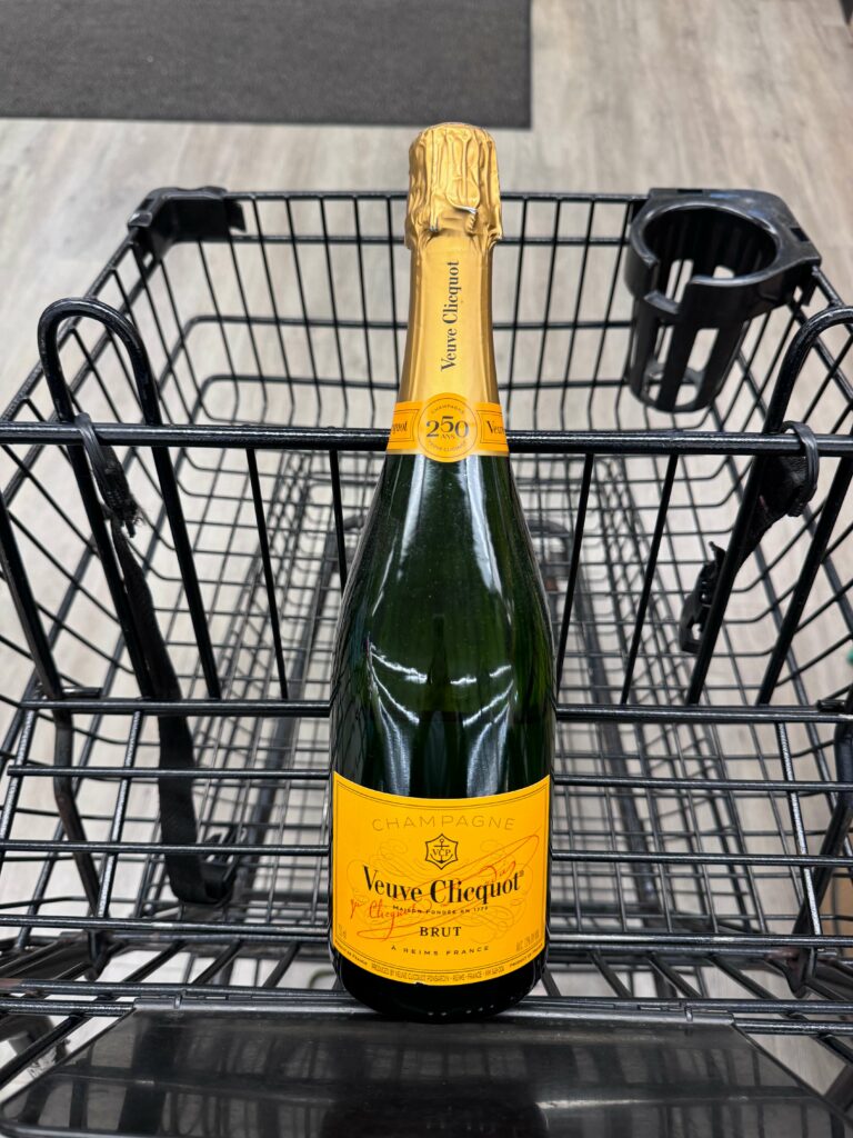 Our recommendations for the best grocery store champagne, Veuve Clicquot.