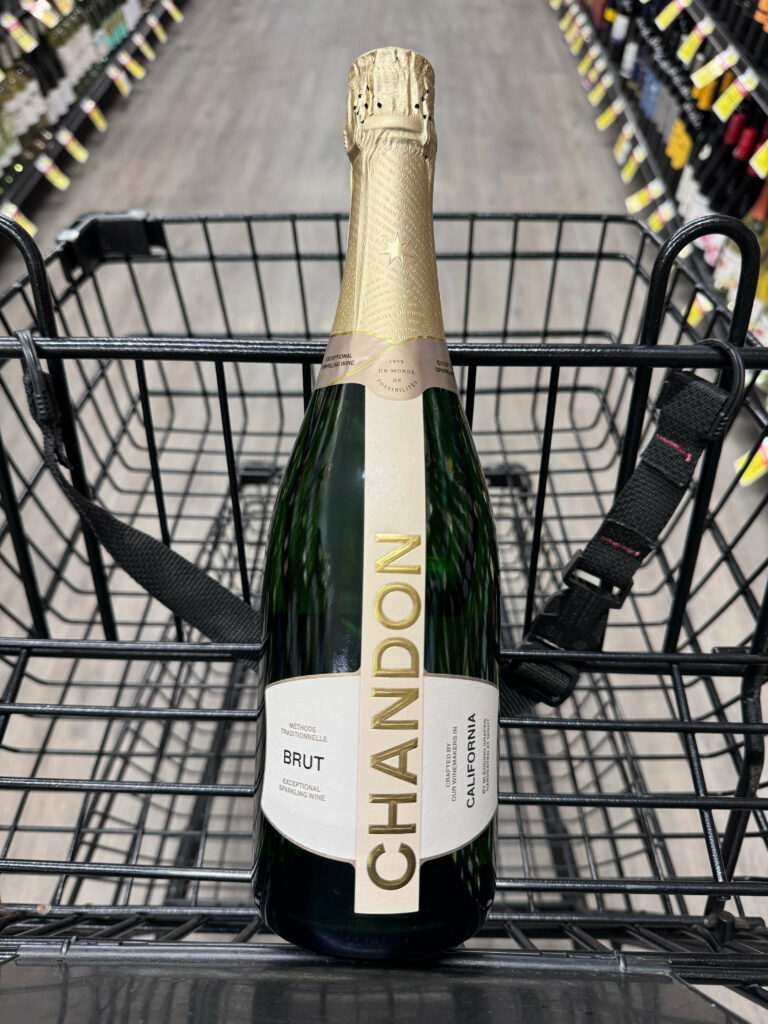 Our recommendations for the best grocery store sparkling wine, Chandon.