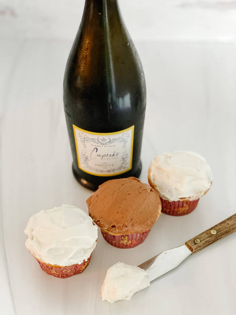 Bubbly cupcakes with bubbly frosting using Cupcake Prosecco because you have to!  