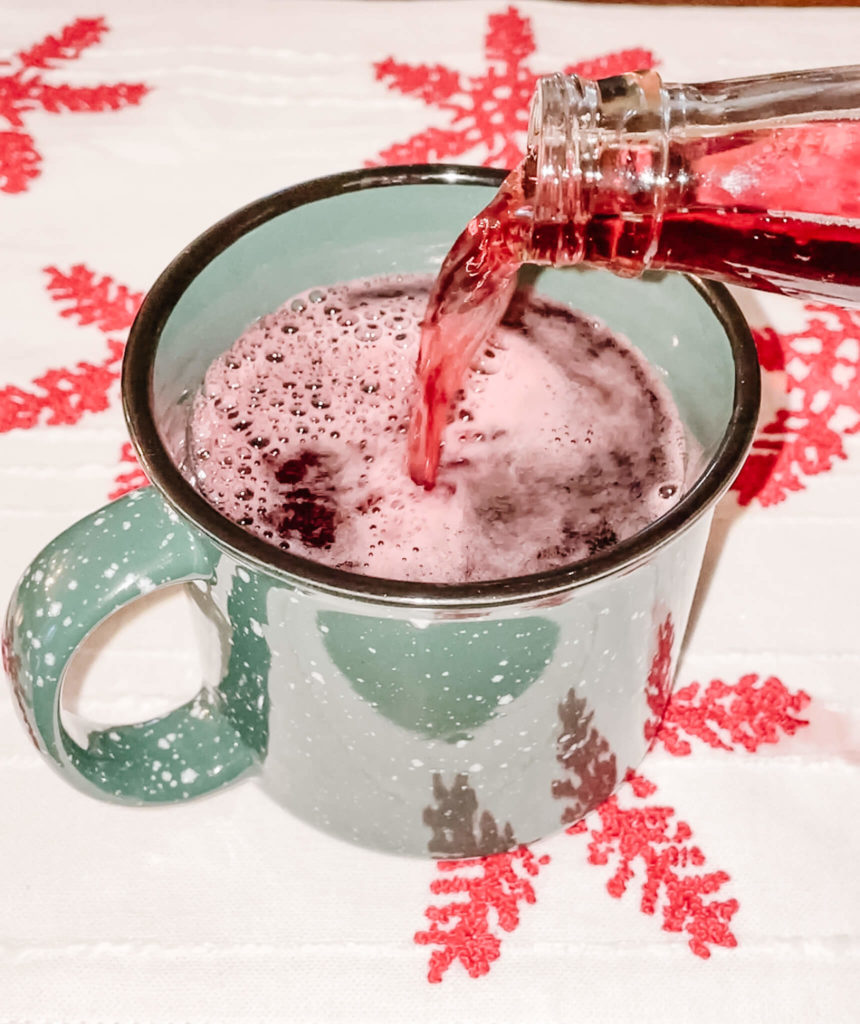 Mulled wine topped with sparkling red wine for the perfect bubbly drink.