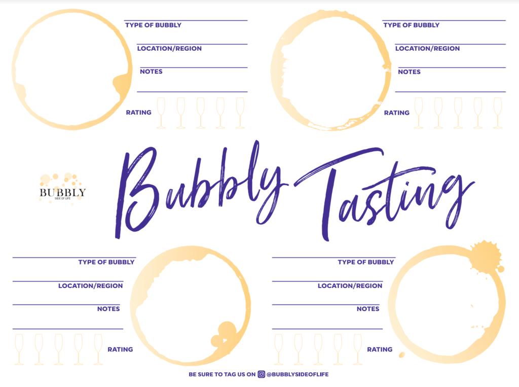 Sparkling wine tasting mats that will help you to recreate the winery experience.  Do you need them?  Absolutely not!