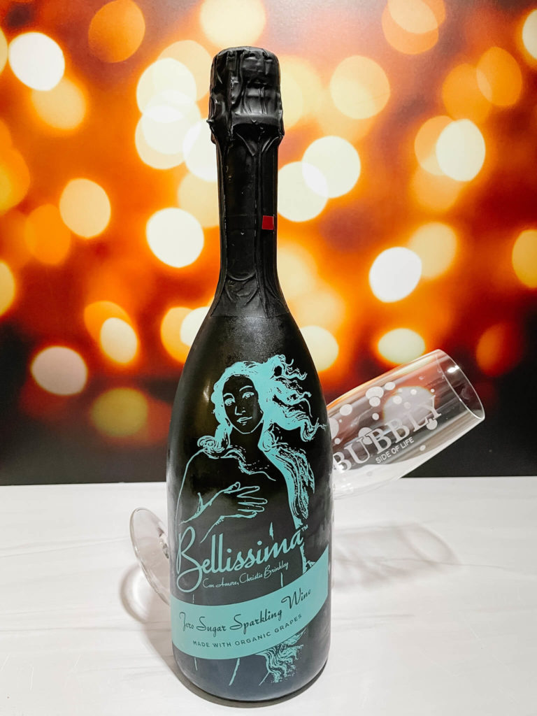 When monitoring the amount of calories in sparkling wine choose a brut nature or extra brut sparkling wine.  This Bellisima Prosecco has zero sugar added and is a great option.
