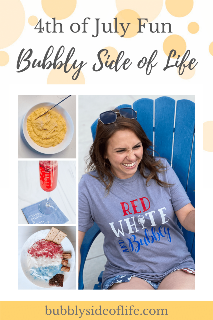 July 4th Cookout Recipes - New on the Blog! Bubbly Cheese Dip, Bubble Cocktails, Red White and Blue Dessert Dip, and new Bubbly shirt designs!