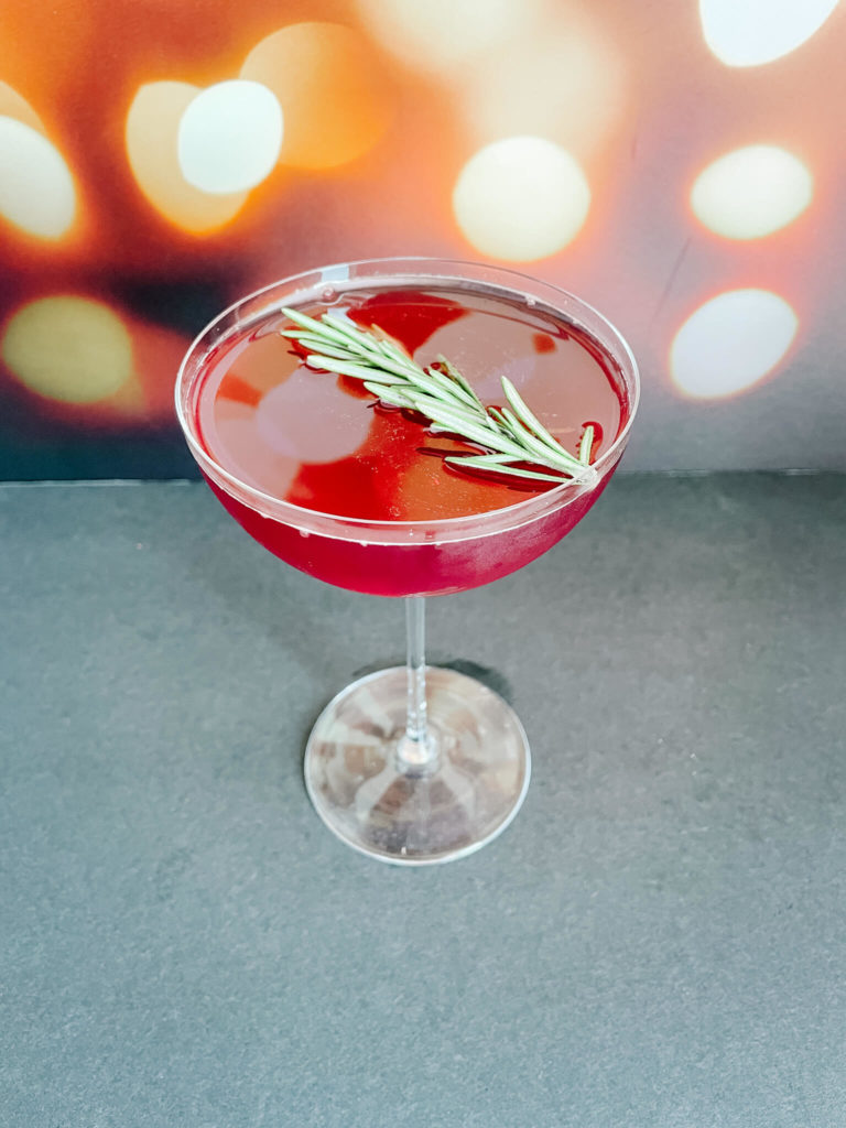 Cranberry cocktail with bubbly, of course.  Perfect for any holiday gathering.