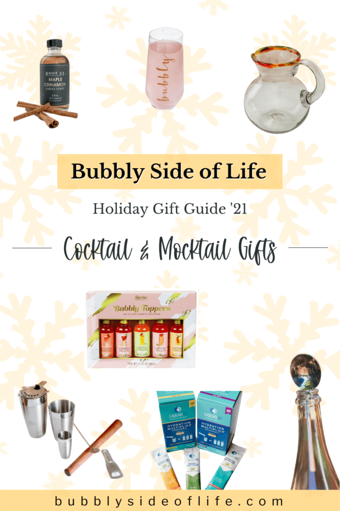 3 Holiday Gift Guides for the Bubbly Lover in your life.  Guide #1 Bubbly Cocktail/Mocktail Edition