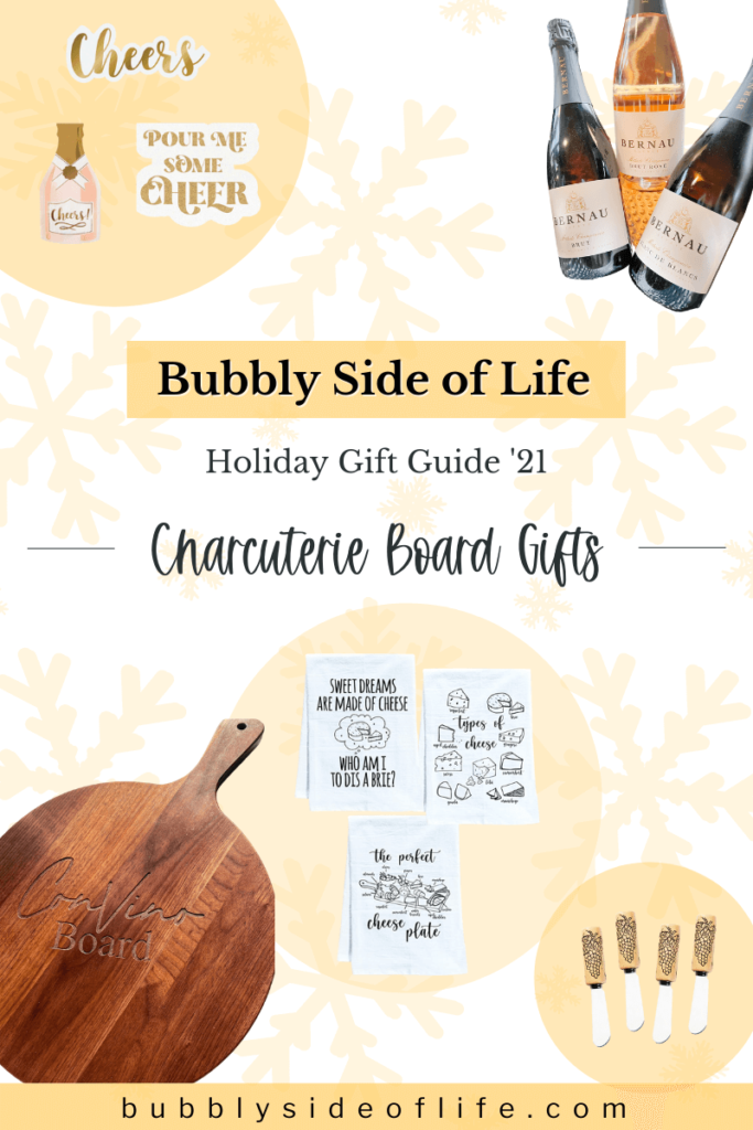 3 Holiday Gift Guides for the Bubbly Lover in your life.  Guide #2 Bubbly Pairs Well with Charcuterie