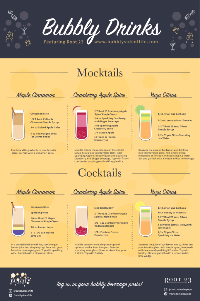 Cocktails and Mocktails featuring ROOT 23 Simple Syrups