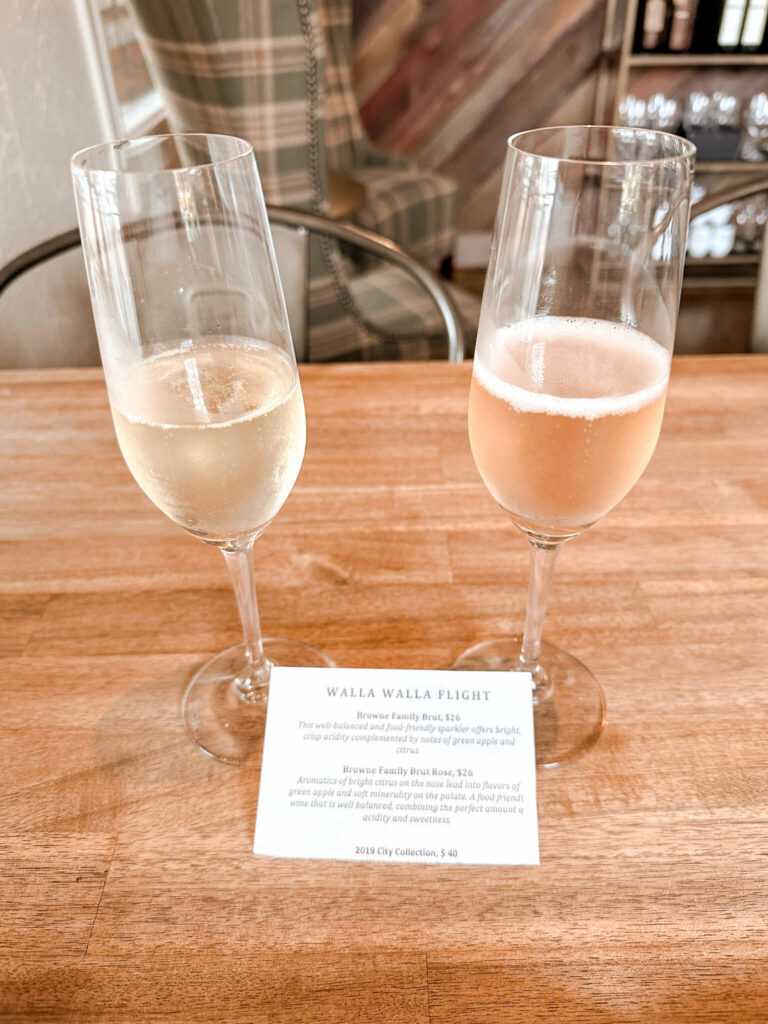 Browne Family Vineyards brut and brut rosé as tasted in their tasting room on Main Street in Walla Walla.