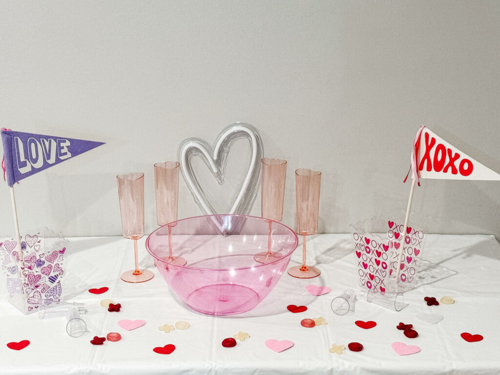 Create a Galentine's Day Celebration with a super easy set up from Dollar Tree and Target dollar spot.